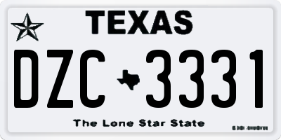 TX license plate DZC3331