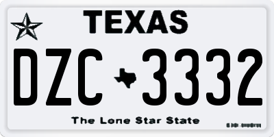 TX license plate DZC3332
