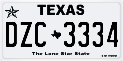 TX license plate DZC3334