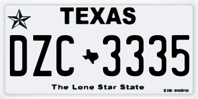 TX license plate DZC3335