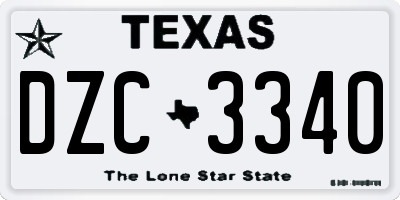 TX license plate DZC3340