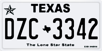 TX license plate DZC3342