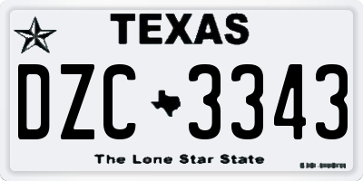 TX license plate DZC3343