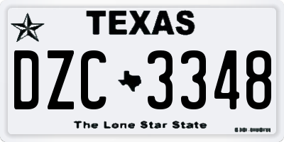 TX license plate DZC3348