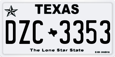 TX license plate DZC3353