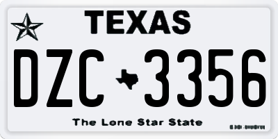 TX license plate DZC3356