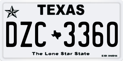 TX license plate DZC3360