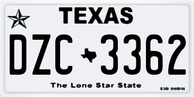 TX license plate DZC3362