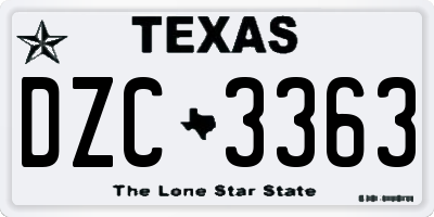TX license plate DZC3363
