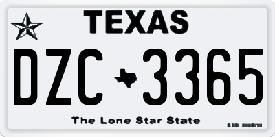 TX license plate DZC3365