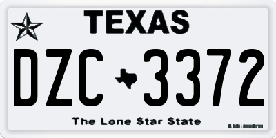 TX license plate DZC3372