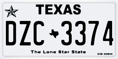 TX license plate DZC3374