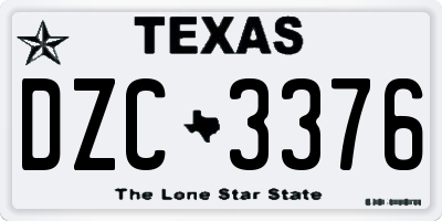TX license plate DZC3376