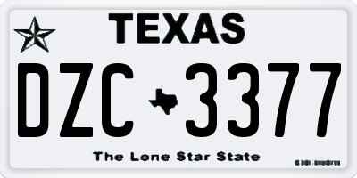 TX license plate DZC3377