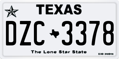 TX license plate DZC3378