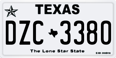 TX license plate DZC3380