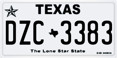 TX license plate DZC3383