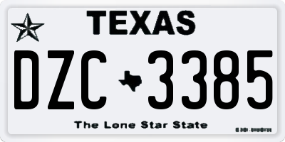 TX license plate DZC3385
