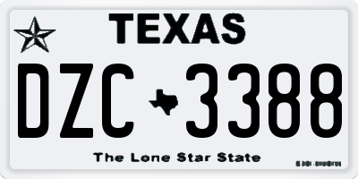 TX license plate DZC3388