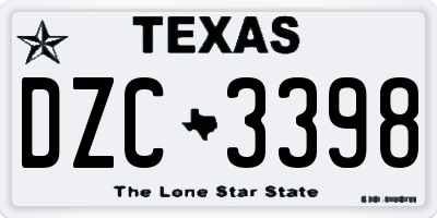 TX license plate DZC3398