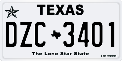 TX license plate DZC3401