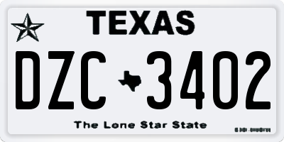 TX license plate DZC3402
