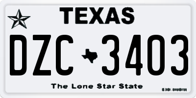 TX license plate DZC3403