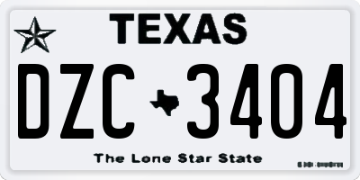 TX license plate DZC3404