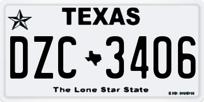 TX license plate DZC3406