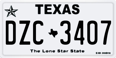 TX license plate DZC3407