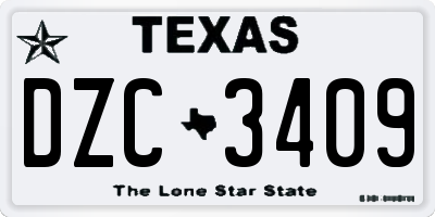 TX license plate DZC3409