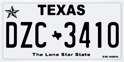 TX license plate DZC3410