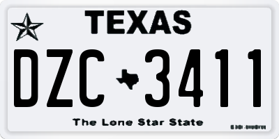 TX license plate DZC3411