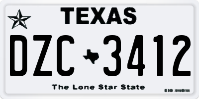 TX license plate DZC3412