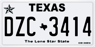 TX license plate DZC3414
