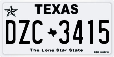 TX license plate DZC3415