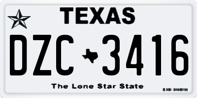TX license plate DZC3416