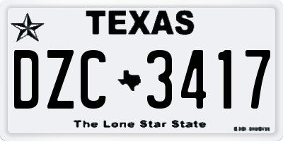 TX license plate DZC3417