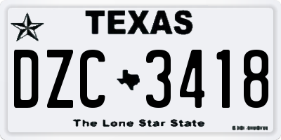 TX license plate DZC3418