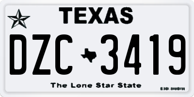 TX license plate DZC3419