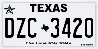 TX license plate DZC3420