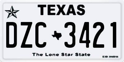 TX license plate DZC3421