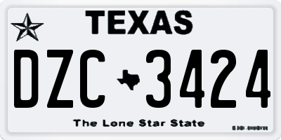 TX license plate DZC3424