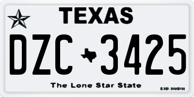 TX license plate DZC3425