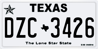 TX license plate DZC3426