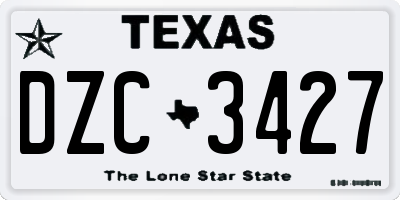 TX license plate DZC3427