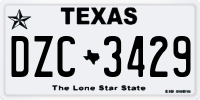 TX license plate DZC3429