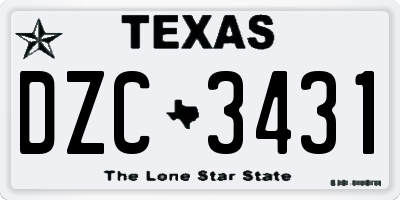 TX license plate DZC3431