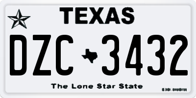 TX license plate DZC3432