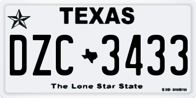 TX license plate DZC3433
